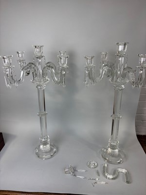 Lot 838A - A PAIR OF GLASS CANDLESTICKS