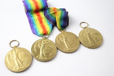 Lot 1185 - A COLLECTION OF FOUR WW1 VICTORY MEDALS