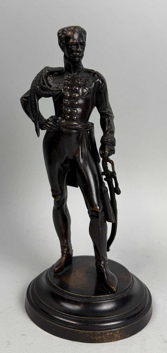 Lot 579 - AN ANTIQUE BRONZE FIGURE DEPICTING FIELD MARSHAL PRINCE GEBHARD VON BLUCHER (1742-1819)