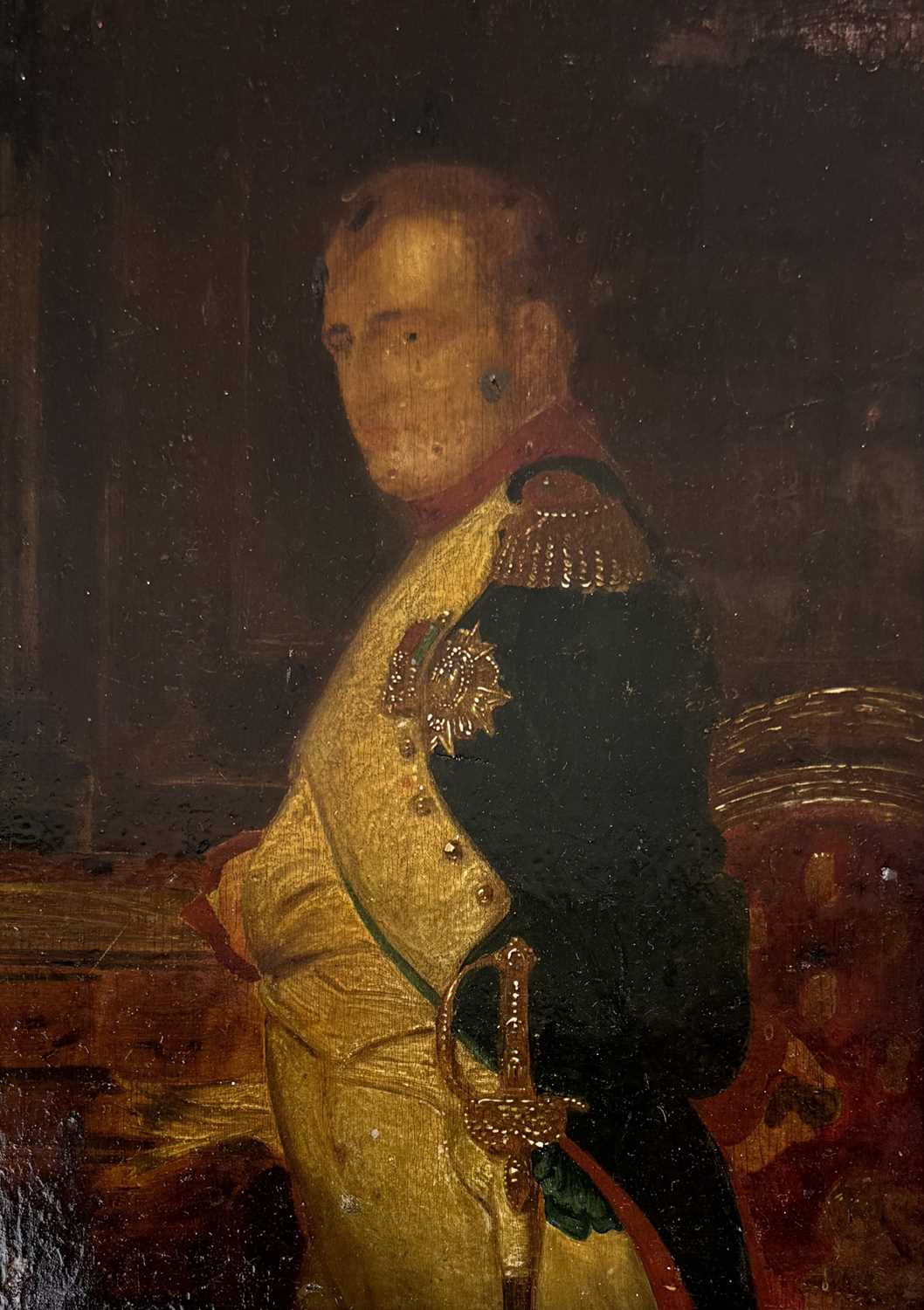 Lot 138 - AN OIL PAINTING ON PANEL DEPICTING NAPOLEON BONAPARTE