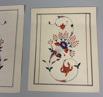 Lot 8 - TWO INDIAN COMPANY SCHOOL WATERCOLOUR PAINTINGS ON PAPER DEPICTING PIETRA DURA MARBLE STUDIES, SIGNED TO THE REVERSE