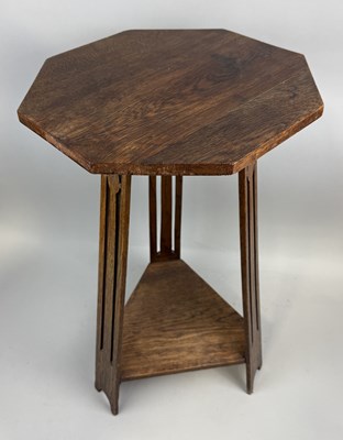 Lot 842 - MANNER OF LIBERTY AND CO: AN ARTS AND CRAFTS OAK OCTAGONAL TABLE