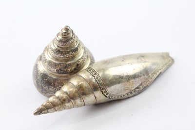 Lot 327 - TWO .800 SILVER DECORATE SHELLS