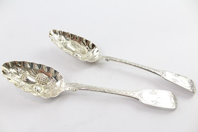 Lot 330 - TWO .925 STERLING SILVER GEORGIAN SERVING SPOONS