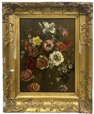 Lot 369 - A 19TH CENTURY OIL PAINTING ON CANVAS 'STILL LIFE WITH FLOWERS'