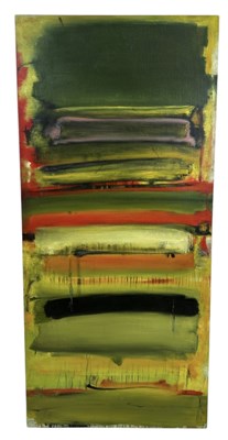 Lot 425 - A LARGE ABSTRACT OIL PAINTING ON PANEL