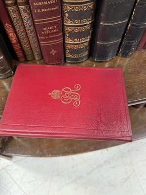Lot 881 - A BOOKCASE WITH FAUX BOOKS AND REAL BOOKS