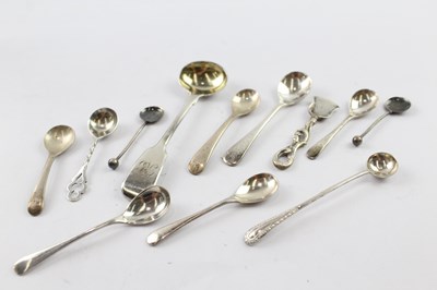 Lot 359 - TWELVE .925 STERLING SILVER CONDIMENT SPOONS INCLUDING VICTORIAN (12)