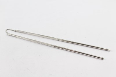 Lot 375 - A PAIR OF .925 STERLING SILVER CHOPSTICKS