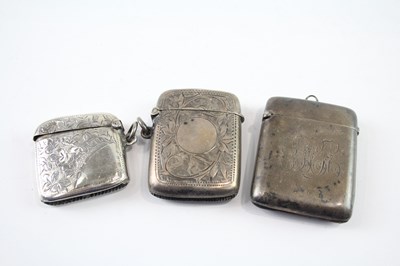 Lot 379 - THREE STERLING SILVER VESTA/MATCH CASES INCLUDING EDWARDIAN