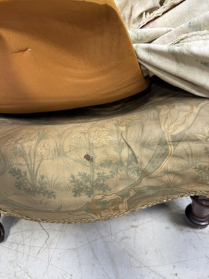 Lot 866 - AN ANTIQUE NURSING CHAIR WITH FLORAL COVER