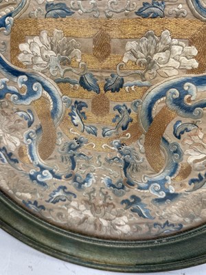 Lot 210 - 18TH/19TH CENTURY CHINESE SILK EMBROIDERY WITH DRAGONS