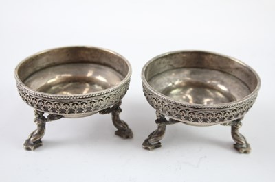 Lot 382 - PAIR OF .925 STERLING SILVER VICTORIAN SALT DISHES