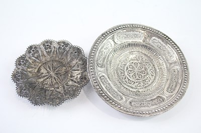 Lot 390 - TWO .925 AND .950 SILVER FILIGREE TRINKET/PIN DISHES