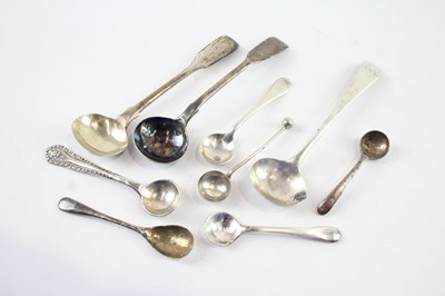 Lot 391 - NINE STERLING SILVER CONDIMENT SPOONS INCLUDING GEORGIAN AND VICTORIAN