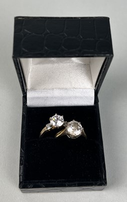 Lot 84 - TWO GOLD RINGS SET WITH CLEAR STONES