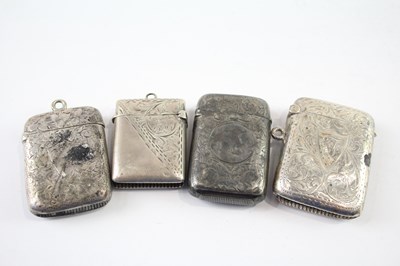 Lot 397 - FOUR .925 STERLING SILVER VESTA/MATCH CASES INCLUDING VICTORIAN AND EDWARDIAN