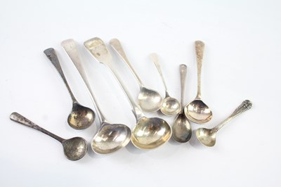 Lot 411 - NINE .925 STERLING SILVER CONDIMENT SPOONS INCLUDING GEORGIAN AND VICTORIAN