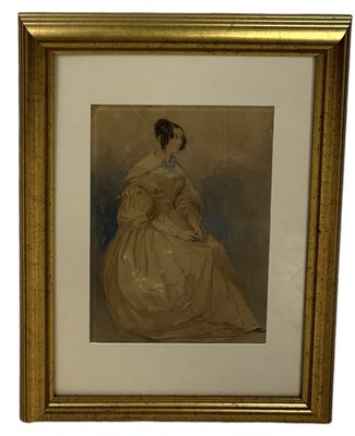 Lot 490 - A 19TH CENTURY WATERCOLOUR PAINTING ON PAPER DEPICTING A LADY