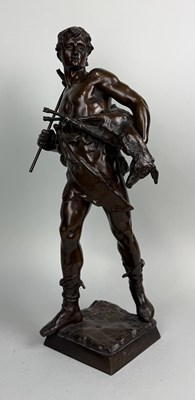 Lot 455A - EUGENE MARIOTON (FRENCH 1857-1933): A BRONZE SCULPTURE 'RETOUR DE CHASSE'