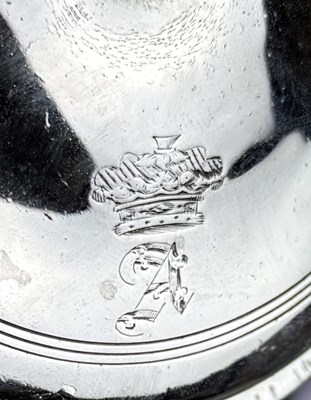 Lot 32 - A REGENCY SILVER BRANDY SAUCEPAN AND COVER BY REBECCA EMES AND EDWARD BARNARD, CIRCA 1821