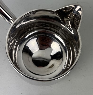 Lot 32 - A REGENCY SILVER BRANDY SAUCEPAN AND COVER BY REBECCA EMES AND EDWARD BARNARD, CIRCA 1821