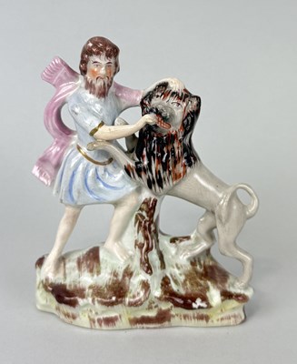 Lot 465 - STAFFORDSHIRE, SAMSON AND THE LION CIRCA 1860'S