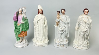 Lot 450 - STAFFORDSHIRE, GROUP OF FOUR, ST JEAN, ST PATRICK, ST JOSEPH, ST JOSEPH