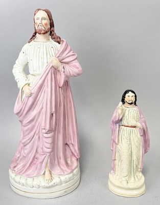 Lot 452 - STAFFORDSHIRE, A PAIR, JESUS CHRIST CIRCA 1870'S