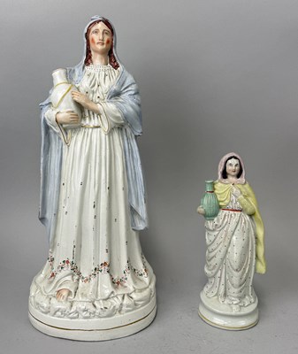 Lot 453 - STAFFORDSHIRE, A PAIR, WOMAN OF SAMARIA