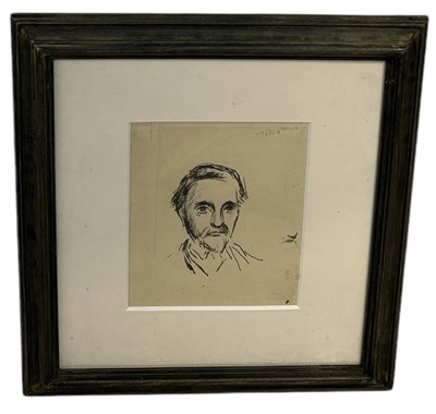 Lot 509 - JEAN HIPPOLYTE MARCHAND (FRENCH 1883-1941): A PEN AND INK DRAWING ON PAPER 'SELF PORTRAIT'