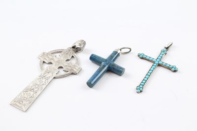 Lot 238 - THREE ANTIQUE SILVER CROSS PENDANTS