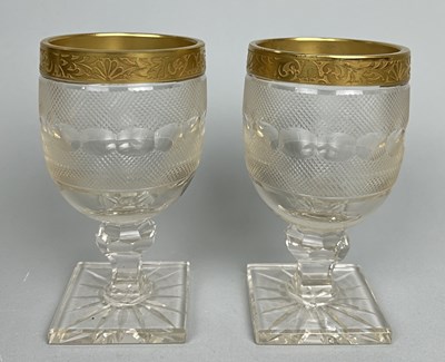 Lot 634 - A PAIR OF MOSER GERMAN CRYSTAL GLASSES WITH HIGHT CARAT GOLD GILDING