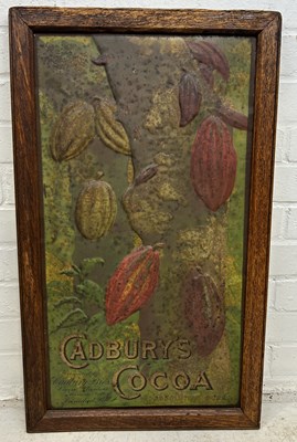 Lot 1227 - A CADBURY'S COCOA BOURNVILLE METAL SIGN IN WOODEN FRAME