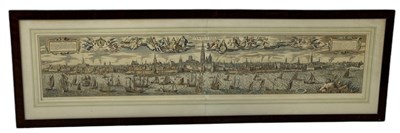 Lot 822 - A LARGE HAND COLOURED ENGRAVING OF ANTWERP POSSIBLY 17TH CENTURY