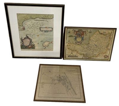 Lot 928 - A GROUP OF THREE ANTIQUE MAPS, INCLUDING TWO HAND COLOURED (3)