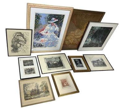 Lot 845 - A LARGE COLLECTION OF PRINTS TO INCLUDE ETCHINGS, HORSE RACING, CLASSICAL, ARCHITECTURAL (QTY)