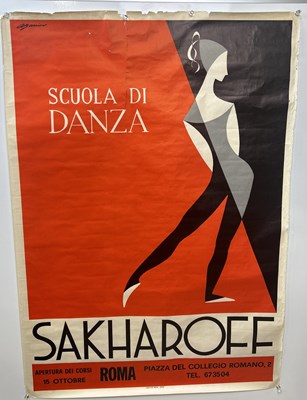 Lot 1246 - A POSTER FOR ALEXANDER SAKHAROFF DANCE SCHOOL IN ROME