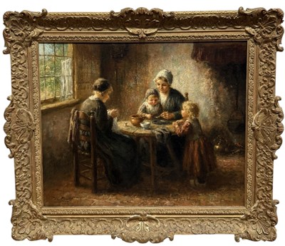 Lot 728 - CORNELIUS BOUTER: AN OIL PAINTING ON CANVAS 'THE BABIES LUNCH'