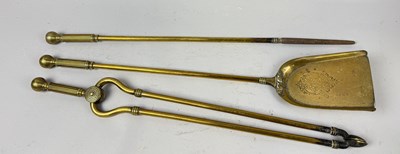 Lot 1171 - ANTIQUE BRASS FIRE IRONS