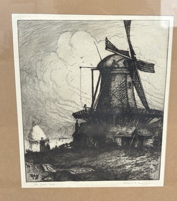 Lot 905 - ALBANY E. HOWARTH (BRITISH: 1872-1936): AN ETCHING DEPICTING AN OLD DUTCH MILL