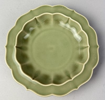 Lot 245 - A CHINESE CELADON LOBED DISH