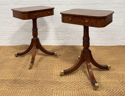 Lot 1019 - A PAIR OF SIDE TABLES, FIGURED BURR WALNUT