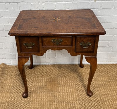 Lot 1043 - A LOW BOY, HIGHLY FIGURED BURR WALNUT