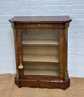 Lot 1026 - A 19TH CENTURY PIER CABINET, FIGURED BURR WALNUT