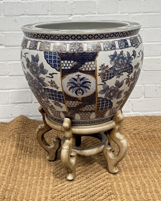 Lot 1070 - A DECORATIVE CHINESE JARDINIERE BOWL ON STAND