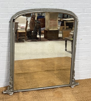 Lot 1073 - A 19TH CENTURY OVERMANTEL MIRROR IN ORIGINAL DISTRESSED GREY
