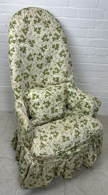 Lot 1104 - AN UNUSUAL NURSING CHAIR WITH CARVED GOTHIC LEGS