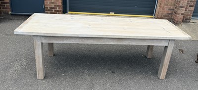 Lot 1023 - A FARM HOUSE KITCHEN TABLE, LIMED OAK BASE AND PINE TOP
