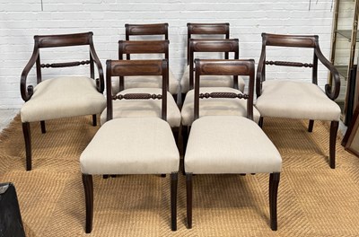 Lot 1010 - A SET OF EIGHT REGENCY MAHOGANY DINING CHAIRS